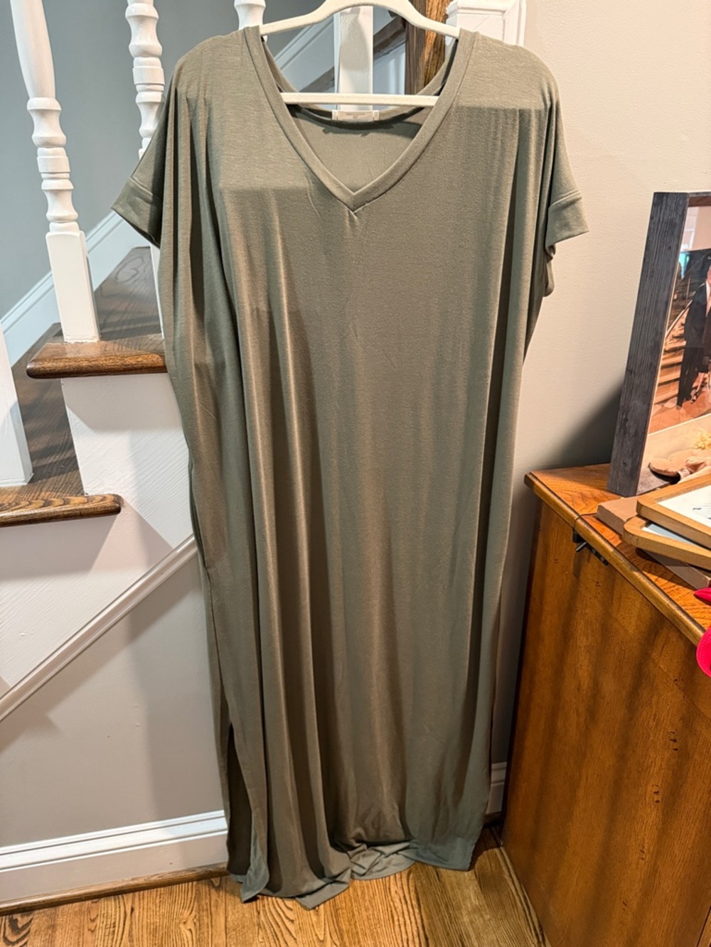 Zenana Outfitters Olive Green v-neck tee shirt dress